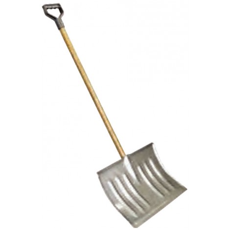 ^ 18&quot; ALUM SNOW SHOVEL D-GRIP WOOD HDL METAL WEAR STRIP