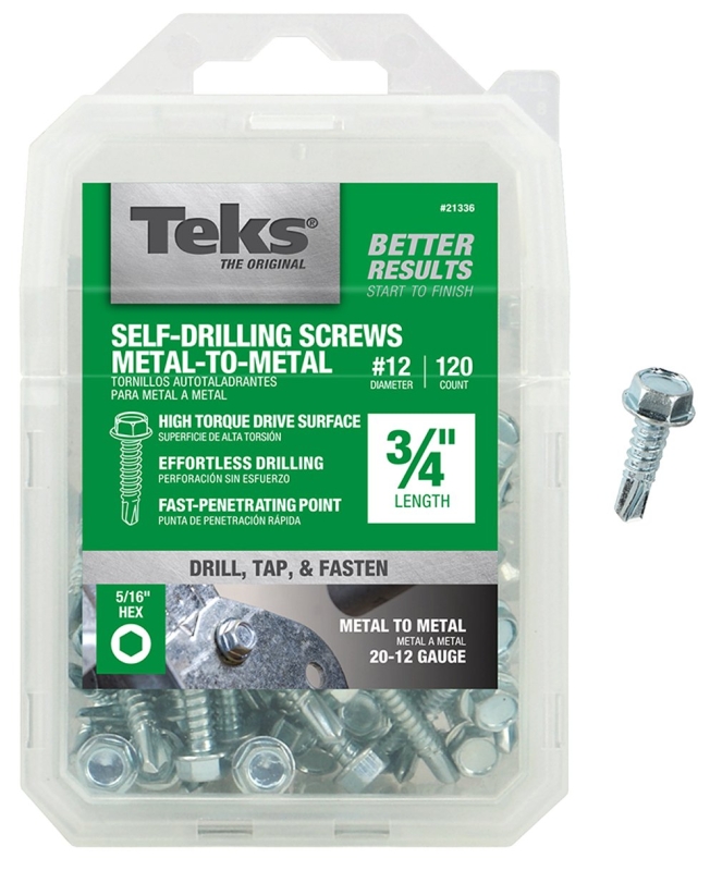 TEKS 21336 SELF DRILLING TAPPING HEX SCREW #12X3/4